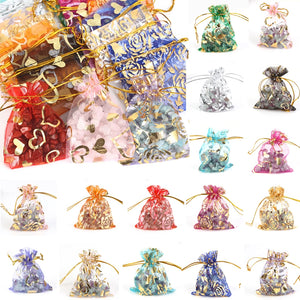 100pcs Colorful Organza Bags Wedding Party Pouches 7x9 9x12 MM