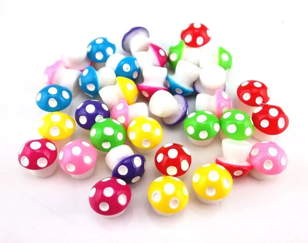 100pcs Colorful Mushroom Dollhouse Fairy Garden Decor red