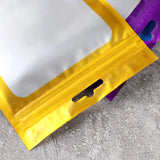100pcs Colorful Mylar Bags Zip Lock Hang Bags With Clear Window