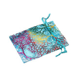 100pcs Coral Print Drawstring Bags Silk Organza Gift Pouch