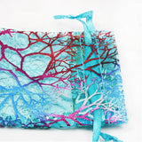 100pcs Coral Print Drawstring Bags Silk Organza Gift Pouch