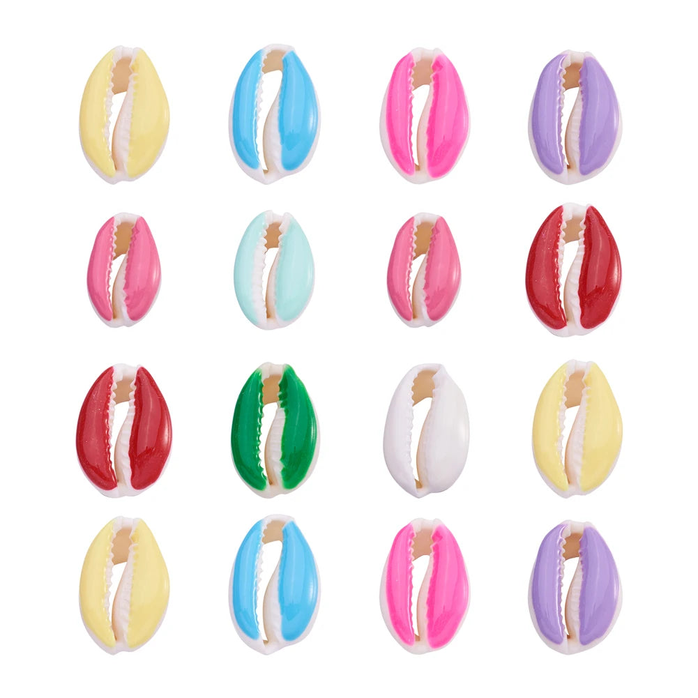 100pcs Cowrie Shell Beads Enamel Loose 20~26x13~18x5~7mm Necklace DIY Jewelry