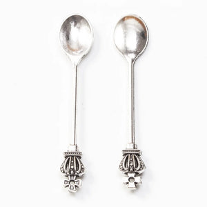 100pcs Crown Fork Spoon Charms Retro Alloy Antique Pendant DIY Metal Vintage