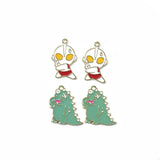 100pcs Ultraman Little Monster Drop Oil Pendants Alloy Necklace Earrings