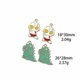 100pcs Ultraman Little Monster Drop Oil Pendants Alloy Necklace Earrings