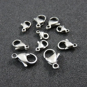 100pcs Stainless Steel Lobster Clasps for Bracelet Jewelry Findings