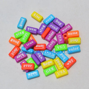 100pcs DIY Jewelry Acrylic Beads 15*7MM Rectangle Mix Letter Beads