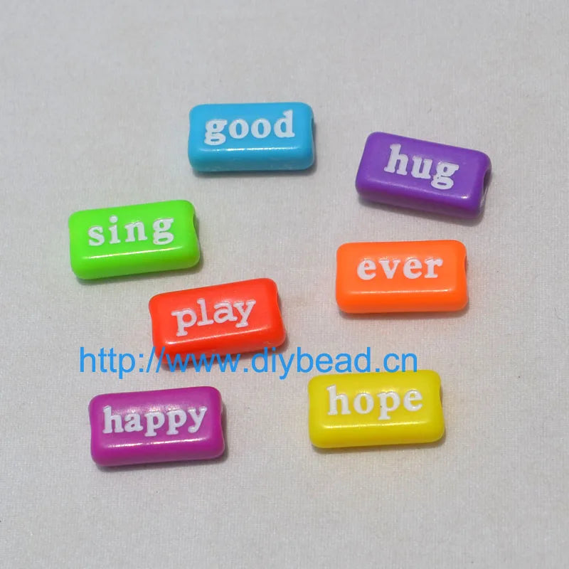 100pcs DIY Jewelry Acrylic Beads 15*7MM Rectangle Mix Letter Beads