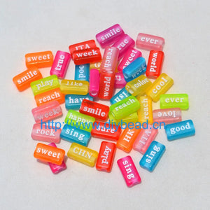 100pcs DIY Bracelet Acrylic Beads 15*7MM Rectangle Mix Letter Beads