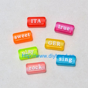 100pcs DIY Bracelet Acrylic Beads 15*7MM Rectangle Mix Letter Beads