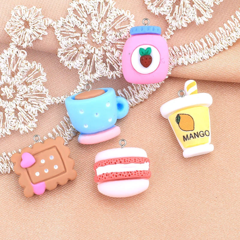 100pcs DIY Food Bread Biscuit Charms for Jewelry Making