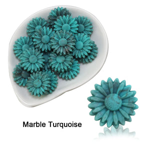 100pcs Daisy Silicone Beads Turquoise Glitter Pearls for Teething Pacifier