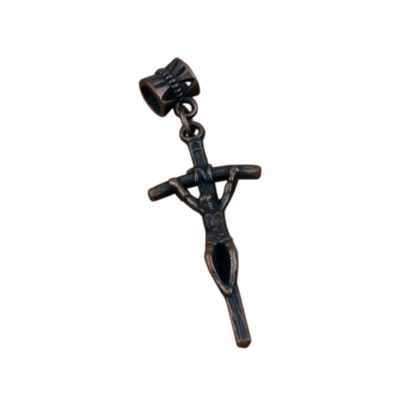 100pcs Ancient Copper Crucifix Cross Religious Charm Beads for Bracelet Jewelry