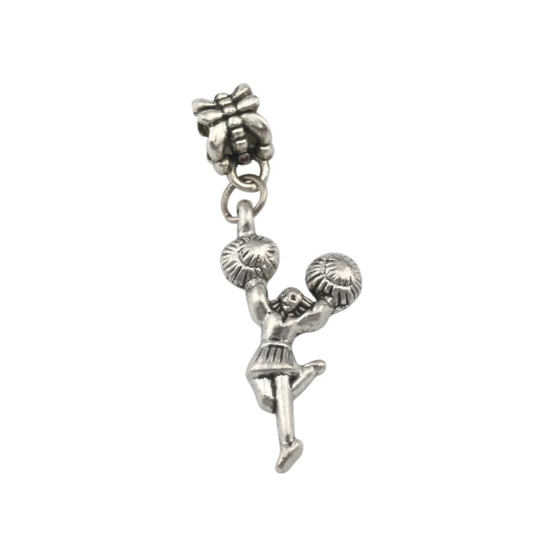 100pcs Tibetan Silver Cheerleader Girl Charm Beads 13x40mm