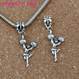100pcs Tibetan Silver Cheerleader Girl Charm Beads 13x40mm