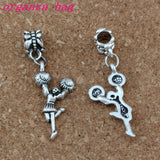 100pcs Tibetan Silver Cheerleader Girl Charm Beads 13x40mm