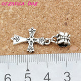 100pcs Cross Charm Big Hole Beads Fit European Bracelet 15x33mm A-268a