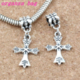 100pcs Cross Charm Big Hole Beads Fit European Bracelet 15x33mm A-268a