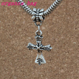 100pcs Cross Charm Big Hole Beads Fit European Bracelet 15x33mm A-268a