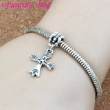 100pcs Cross Charm Big Hole Beads Fit European Bracelet 15x33mm A-268a