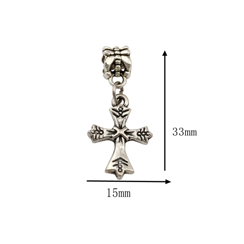 100pcs Cross Charm Big Hole Beads Fit European Bracelet 15x33mm A-268a