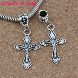 100pcs Jesus Christ Cross Charm Big Hole Beads European Charm Bracelet