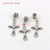 100pcs Jesus Christ Cross Charm Big Hole Beads European Charm Bracelet
