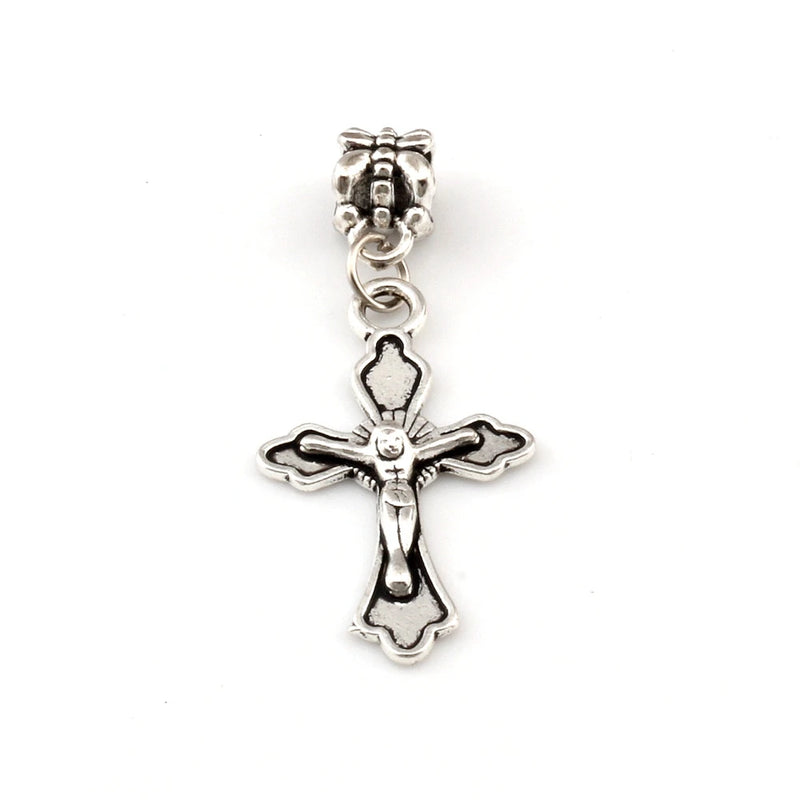 100pcs Jesus Christ Cross Charm Big Hole Beads European Charm Bracelet