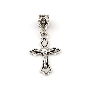 100pcs Jesus Christ Cross Charm Big Hole Beads European Charm Bracelet
