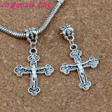 100pcs Jesus Christ Crucifix Cross Religious Charm Beads Fit European Jewelry