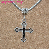 100pcs Jesus Christ Crucifix Cross Religious Charm Beads Fit European Jewelry