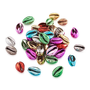 100pcs Electroplated Sea Shell Bead for DIY Necklace, Cowrie Shells