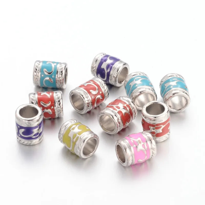 100pcs Enamel Alloy European Beads for Jewelry Making DIY Bracelet Necklace