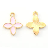 100pcs Enamel Charms Flower Alloy Light Plated Pendant Jewelry Making
