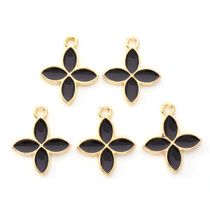 100pcs Enamel Charms Flower Alloy Light Plated Pendant Jewelry Making