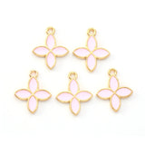 100pcs Enamel Charms Flower Alloy Light Plated Pendant Jewelry Making