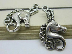 100pcs Unicorn Charm Pendants for Jewelry Making 25x15mm