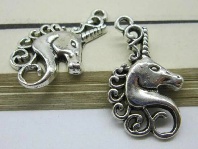 100pcs Unicorn Charm Pendants for Jewelry Making 25x15mm