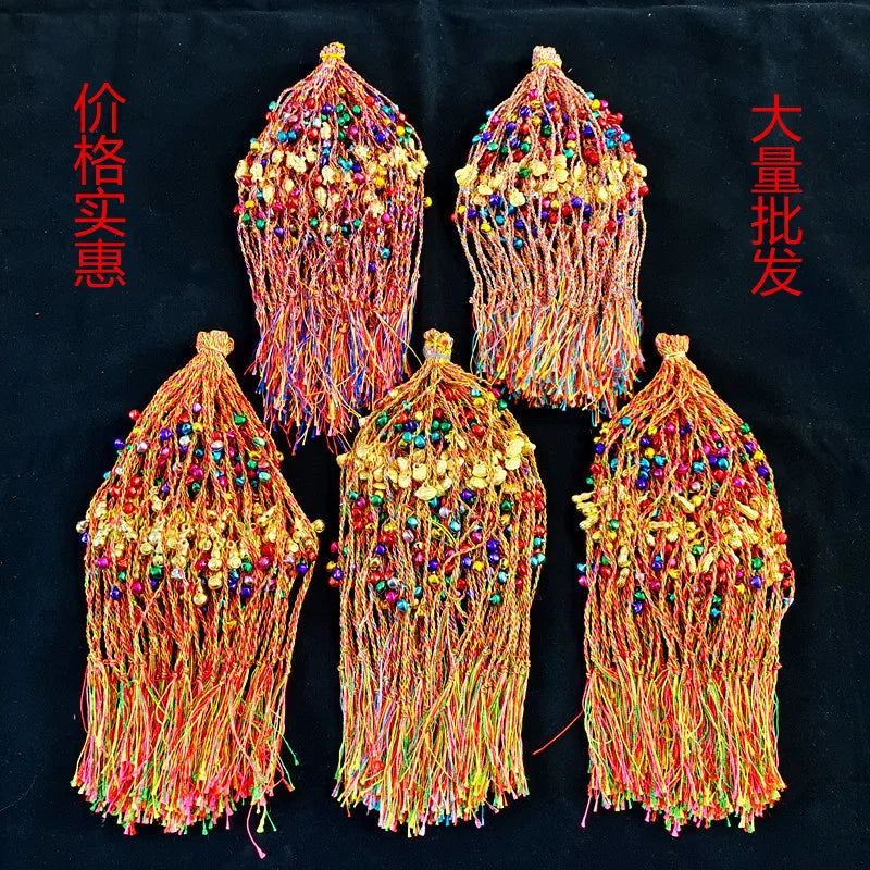 100pcs Colorful Thread Bracelet with Bell Hanging Gourd Blessing Bag