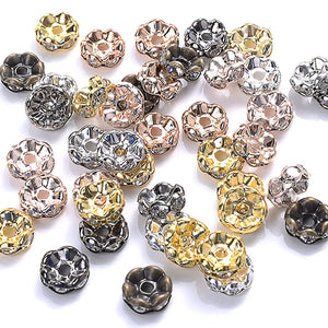 100pcs Flower Rhinestone Beads Czech Crystal Spacer Beads DIY Jewelry Making