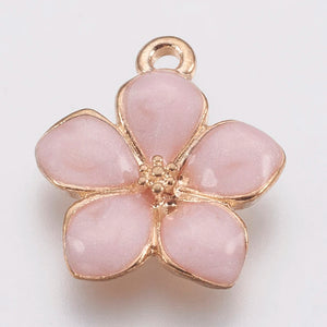 100pcs Flower Enamel Pendants for Jewelry Making DIY
