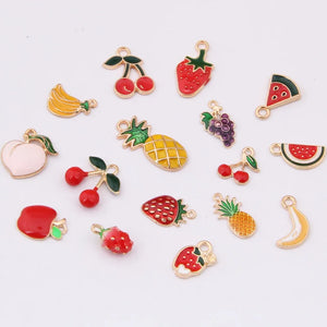 100pcs Fruit Series Alloy Drop Oil Pendant DIY Jewelry Wholesale