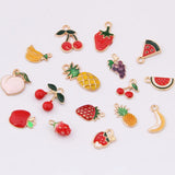 100pcs Fruit Series Alloy Drop Oil Pendant DIY Jewelry Wholesale