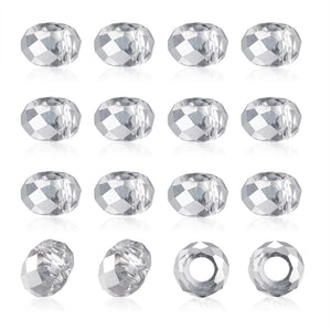 100pcs Glass European Beads Faceted Large Hole Rondelle for Jewelry Making