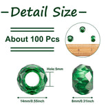 100pcs Glass European Beads Faceted Large Hole Rondelle for Jewelry Making