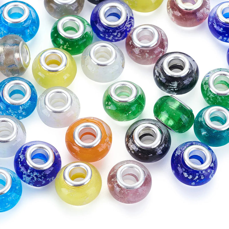 100pcs Glow In The Dark Mixed Lampwork Large Hole European Beads
