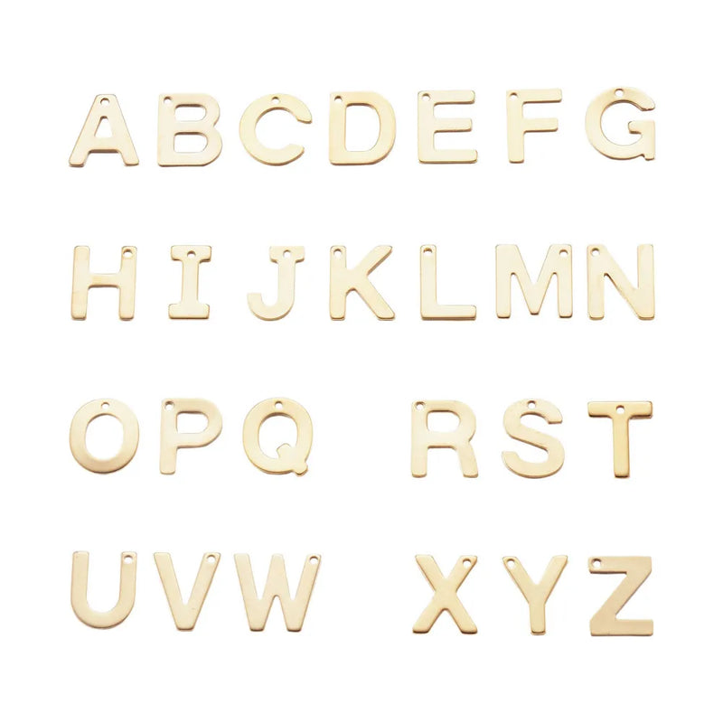 100pcs Stainless Steel Initial Charms Alphabet Pendants for DIY Jewelry