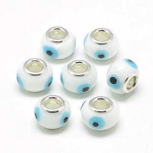 100pcs Evil Eye Lampwork European Beads
