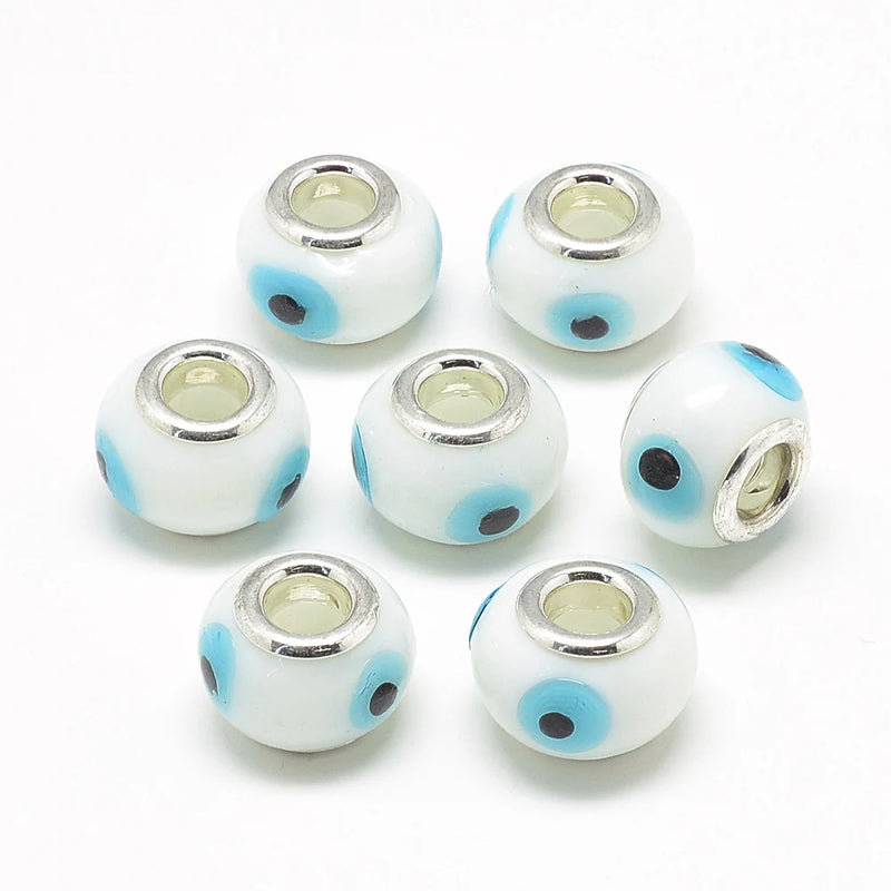 100pcs Evil Eye Lampwork European Beads