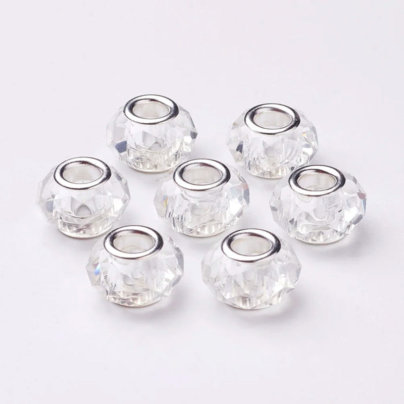 100pcs Large Hole Glass European Beads for Jewelry Making 14x8mm